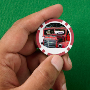 Keeshond Old Truck Paing Art Poker Chips