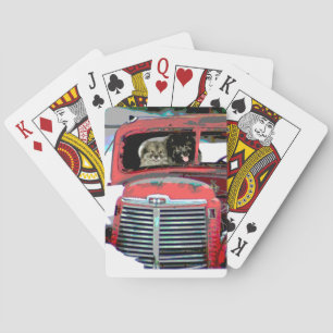 Keeshond Old Truck Paing Art Pokerkaarten