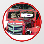 Keeshond Old Truck Paing Art Raamsticker (Vel)