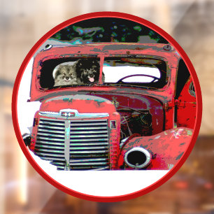 Keeshond Old Truck Paing Art Raamsticker