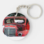 Keeshond Old Truck Paing Art Sleutelhanger (Achterkant)