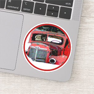 Keeshond Old Truck Paing Art Sticker