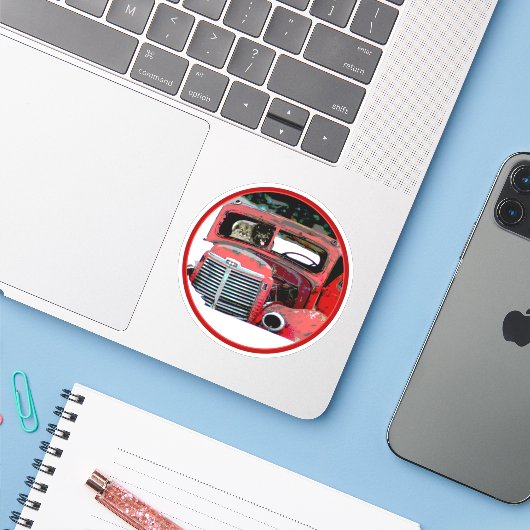 Keeshond Old Truck Paing Art Sticker (Laptop met iPhone)