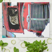 Keeshond Old Truck Paing Art Theedoek (Gevouwen)