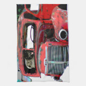 Keeshond Old Truck Paing Art Theedoek (Verticaal)