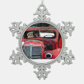 Keeshond Old Truck Paing Art Tin Sneeuwvlok Ornament (Voorkant)