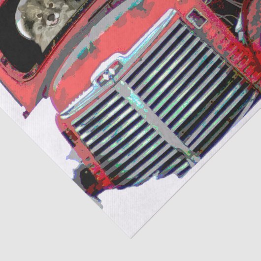 Keeshond Old Truck Paing Art Tissuepapier (Detail)