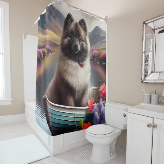 Keeshond op een peddel: Een Schilderachtig avontuu Douchegordijn (In situ)