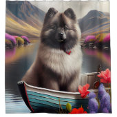 Keeshond op een peddel: Een Schilderachtig avontuu Douchegordijn (Voorkant)
