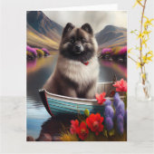 Keeshond op een peddel: Een Schilderachtig avontuu Kaart (Gele Bloem)
