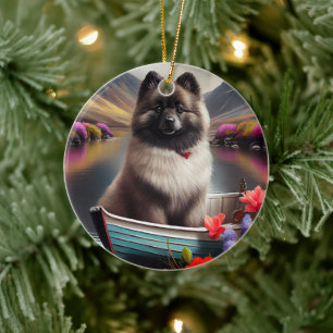 Keeshond op een peddel: Een Schilderachtig avontuu Keramisch Ornament