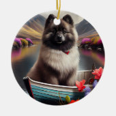 Keeshond op een peddel: Een Schilderachtig avontuu Keramisch Ornament (Voorkant)