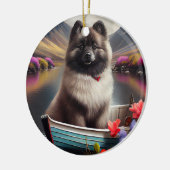 Keeshond op een peddel: Een Schilderachtig avontuu Keramisch Ornament (Links)