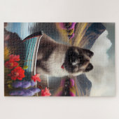 Keeshond op een peddel: Een Schilderachtig avontuu Legpuzzel (Horizontaal)