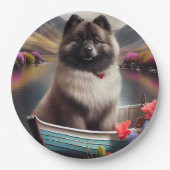 Keeshond op een peddel: Een Schilderachtig avontuu Papieren Bordje (Voorkant)