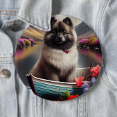 Keeshond op een peddel: Een Schilderachtig avontuu Ronde Button 6,0 Cm (In situ)
