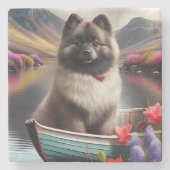 Keeshond op een peddel: Een Schilderachtig avontuu Stenen Onderzetter (Voorkant)