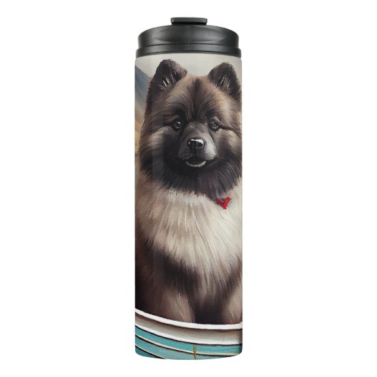 Keeshond op een peddel: Een Schilderachtig avontuu Thermosbeker (Voorkant)