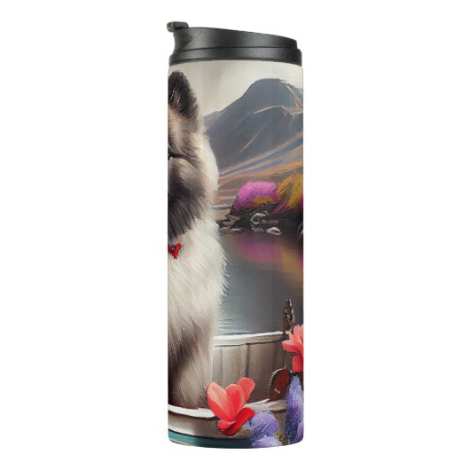 Keeshond op een peddel: Een Schilderachtig avontuu Thermosbeker (Geroteerd rechts)