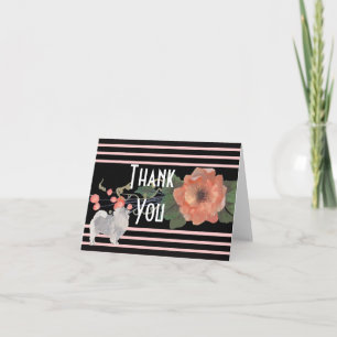 Keeshond op Melon Floral Dank je Bedankkaart