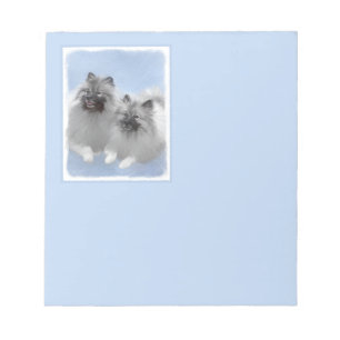 Keeshond Paar Kees Schilderij Originele Dier Kunst Notitieblok