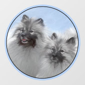 Keeshond Paar Kees Schilderij Originele Dier Kunst Raamsticker (Vel)