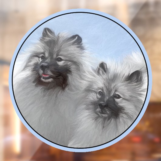 Keeshond Paar Kees Schilderij Originele Dier Kunst Raamsticker (Vel 2)