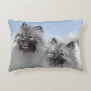 Keeshond Paar Kees Schilderij Originele Dieren Kun Accent Kussen