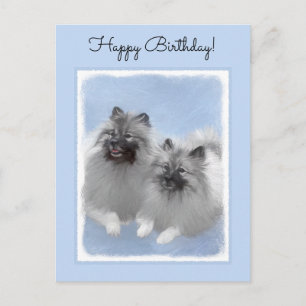 Keeshond Paar Kees Schilderij Originele Dieren Kun Briefkaart