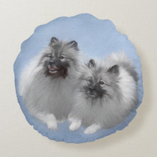 Keeshond Paar Kees Schilderij Originele Dieren Kun Rond Kussen