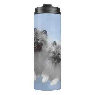 Keeshond Paar Kees Schilderij Originele Dieren Kun Thermosbeker