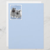 Keeshond Paar van Kees Schilderen Originele Dieren (Voorkant / Achterkant)