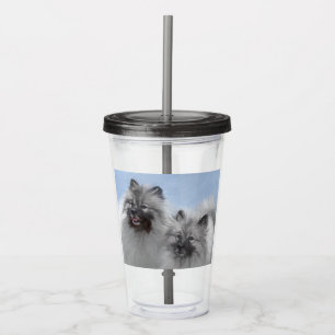 Keeshond Paar van Kees Schilderen Originele Dieren Acryl Drinkbeker