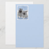 Keeshond Paar van Kees Schilderen Originele Dieren Briefpapier (Voorkant / Achterkant)