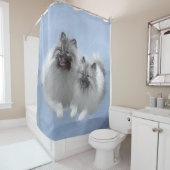 Keeshond Paar van Kees Schilderen Originele Dieren Douchegordijn (In situ)