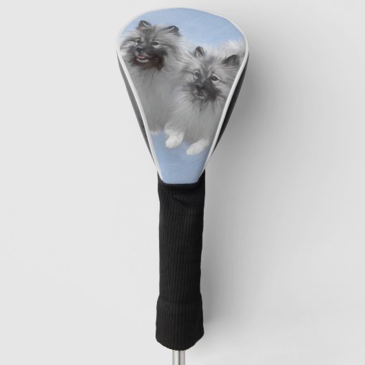 Keeshond Paar van Kees Schilderen Originele Dieren Golfheadcover (Voorkant)