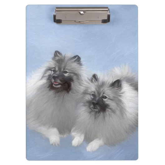 Keeshond Paar van Kees Schilderen Originele Dieren Klembord (Voorkant)