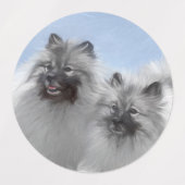 Keeshond Paar van Kees Schilderen Originele Dieren Labels (Design 2)