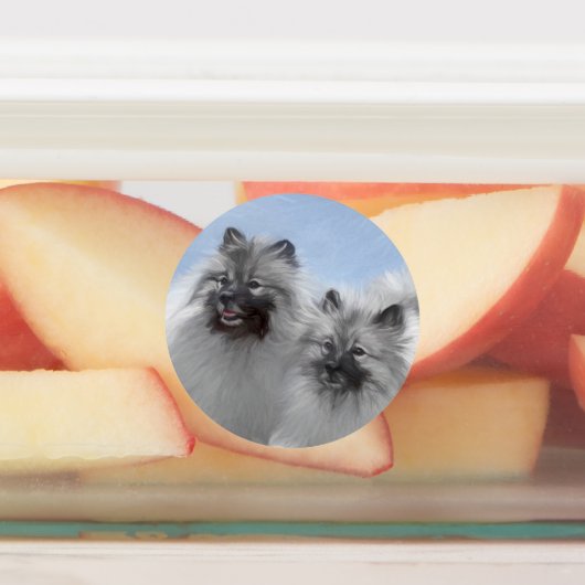 Keeshond Paar van Kees Schilderen Originele Dieren Labels (Aangebracht)