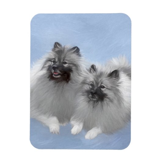 Keeshond Paar van Kees Schilderen Originele Dieren Magneet (Verticaal)