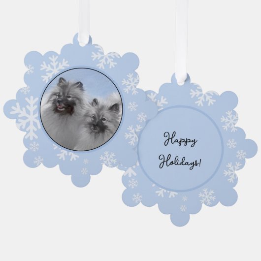 Keeshond Paar van Kees Schilderen Originele Dieren Ornament Kaart (Voorkant / Achterkant)