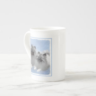 Keeshond Paar van Kees Schilderen Originele Dieren Porselein Kop