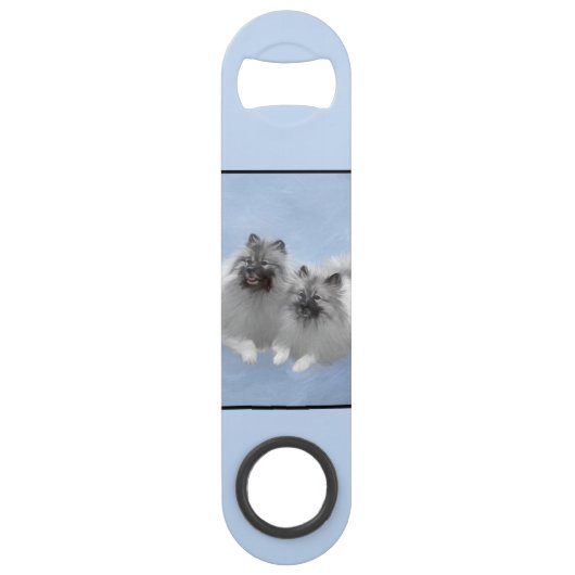 Keeshond Paar van Kees Schilderen Originele Dieren Speed Flessenopener (Voorkant)