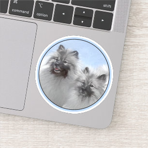 Keeshond Paar van Kees Schilderen Originele Dieren Sticker