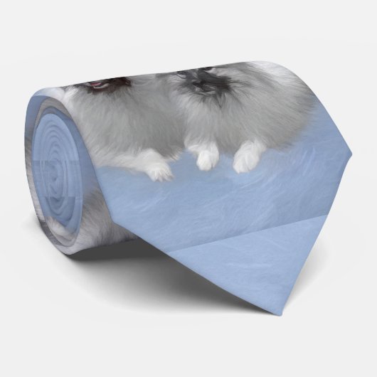 Keeshond Paar van Kees Schilderen Originele Dieren Stropdas (Opgerold)