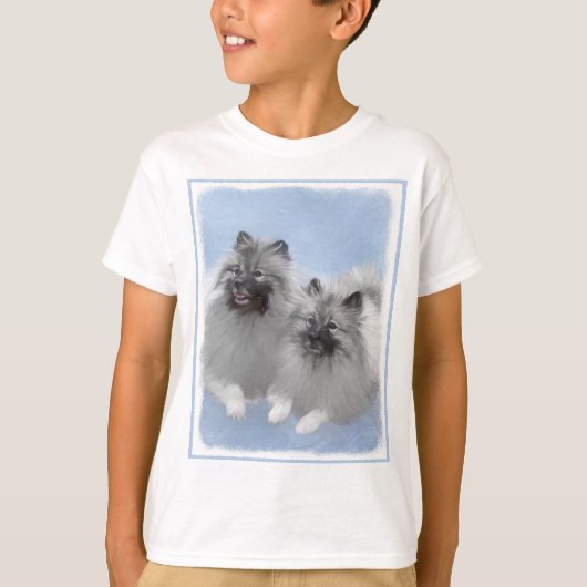 Keeshond Paar van Kees Schilderen Originele Dieren T-shirt (Voorkant)