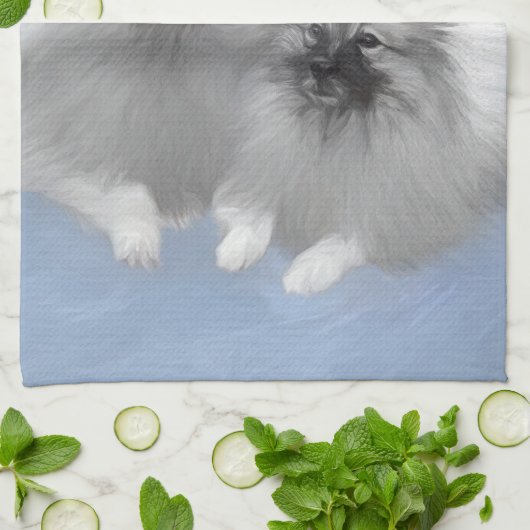 Keeshond Paar van Kees Schilderen Originele Dieren Theedoek (Gevouwen)