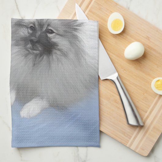 Keeshond Paar van Kees Schilderen Originele Dieren Theedoek (Quarter Fold)