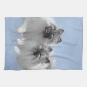Keeshond Paar van Kees Schilderen Originele Dieren Theedoek (Horizontaal)
