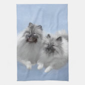 Keeshond Paar van Kees Schilderen Originele Dieren Theedoek (Verticaal)
